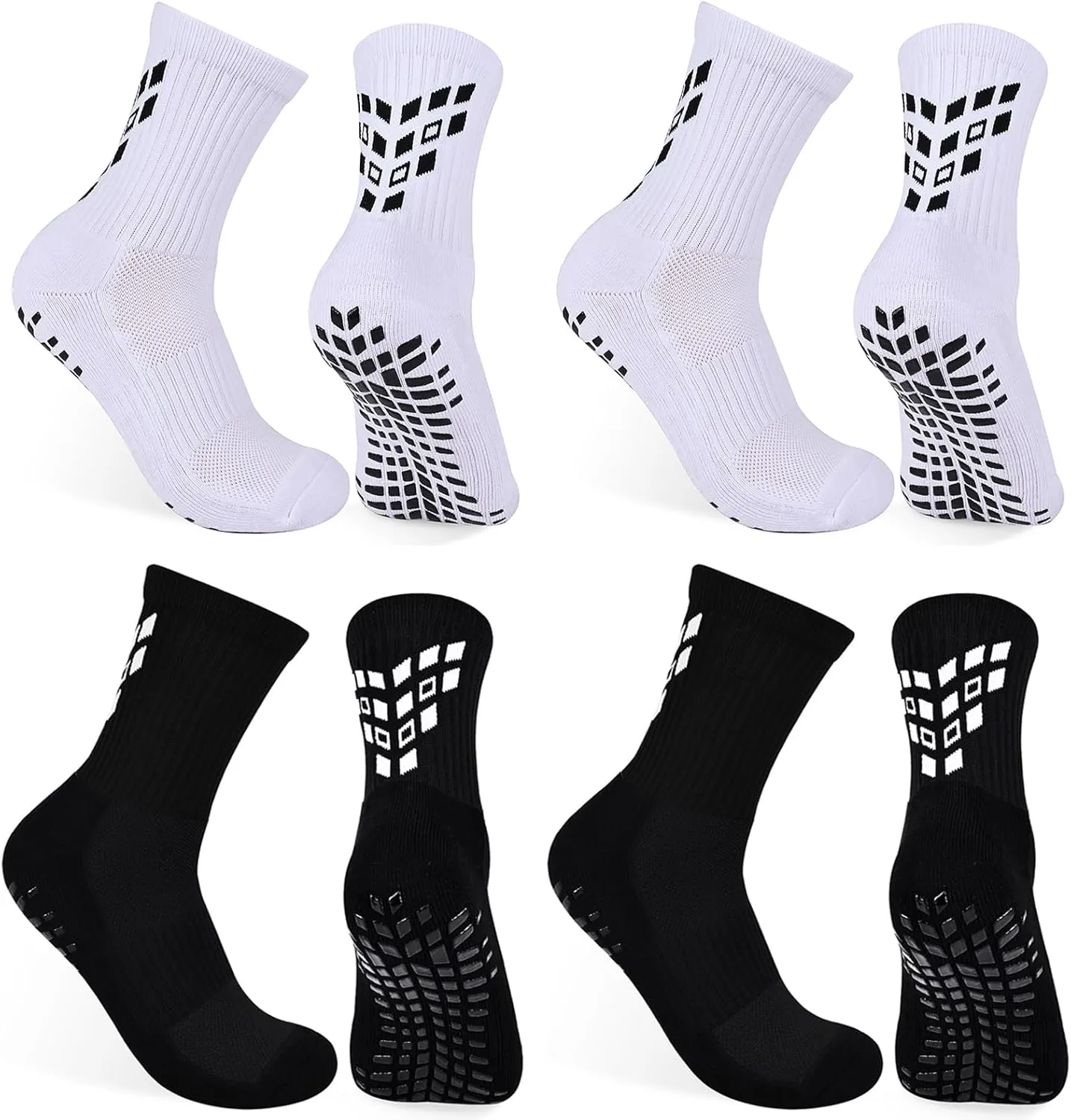 4-Pairs Grip Soccer Socks Men Women Non-slip Sports Socks Cushioned Football Yoga Pilates Basketball Rugby Hiking