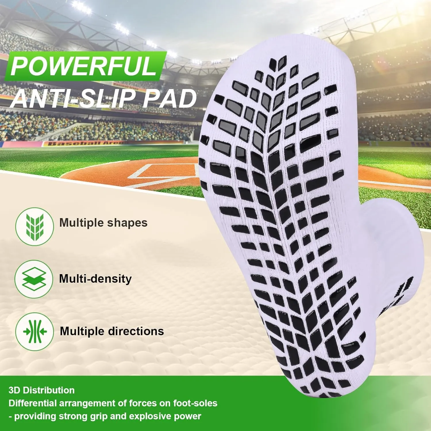 4-Pairs Grip Soccer Socks Men Women Non-slip Sports Socks Cushioned Football Yoga Pilates Basketball Rugby Hiking