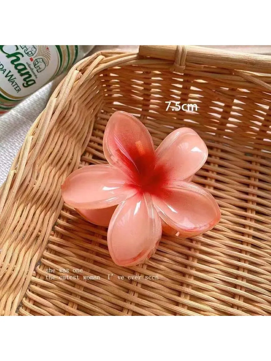 4pcs Gradient Color Flower Hair Accessories Set, Sea Beach Style, Including Flower Claw Clips, Shrimp Hairpins, And Hair Claw, European And American Style