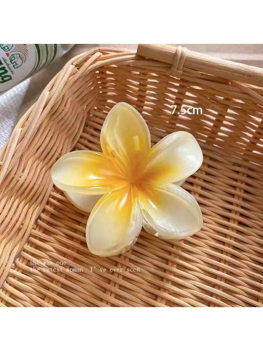 4pcs Gradient Color Flower Hair Accessories Set, Sea Beach Style, Including Flower Claw Clips, Shrimp Hairpins, And Hair Claw, European And American Style
