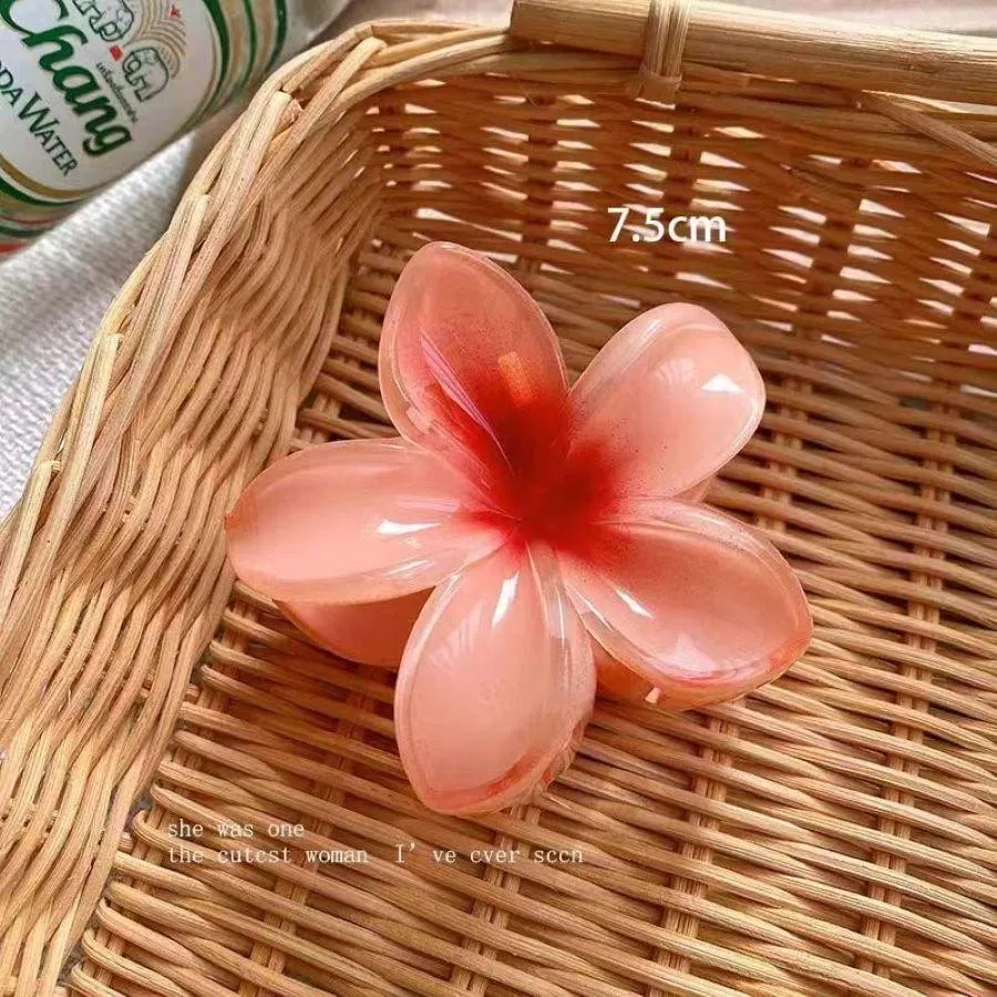 4pcs Gradient Color Flower Hair Accessories Set, Sea Beach Style, Including Flower Claw Clips, Shrimp Hairpins, And Hair Claw, European And American Style