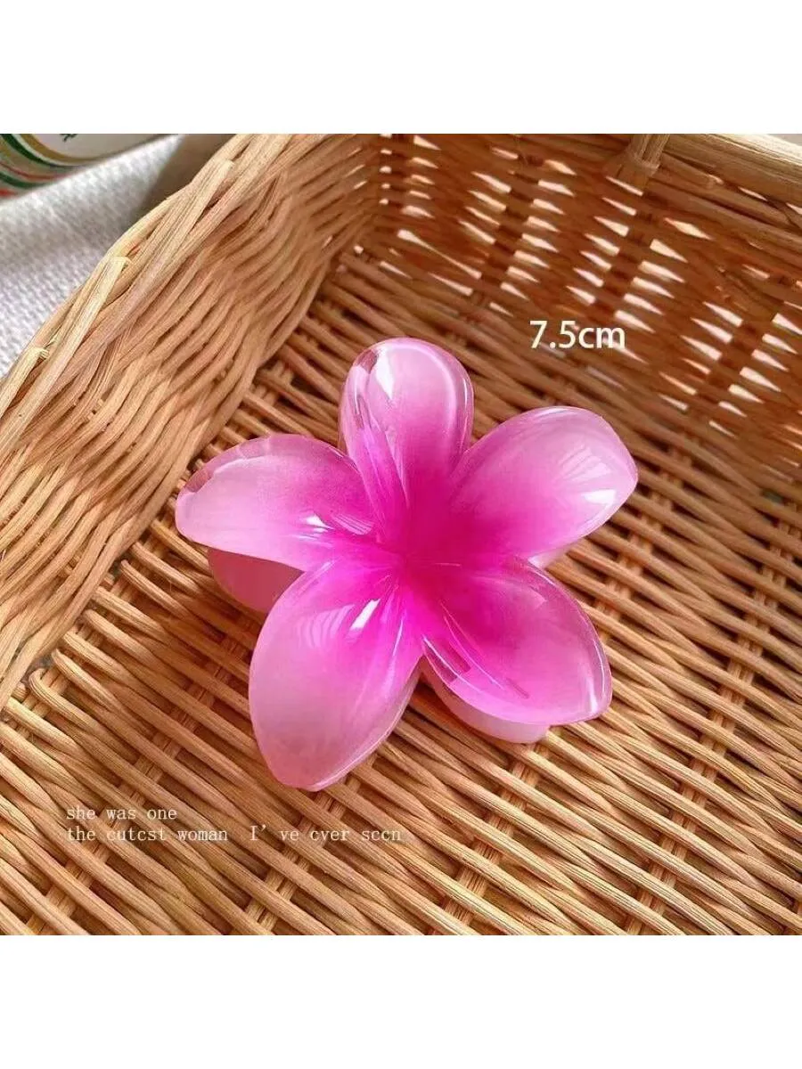 4pcs Gradient Color Flower Hair Accessories Set, Sea Beach Style, Including Flower Claw Clips, Shrimp Hairpins, And Hair Claw, European And American Style