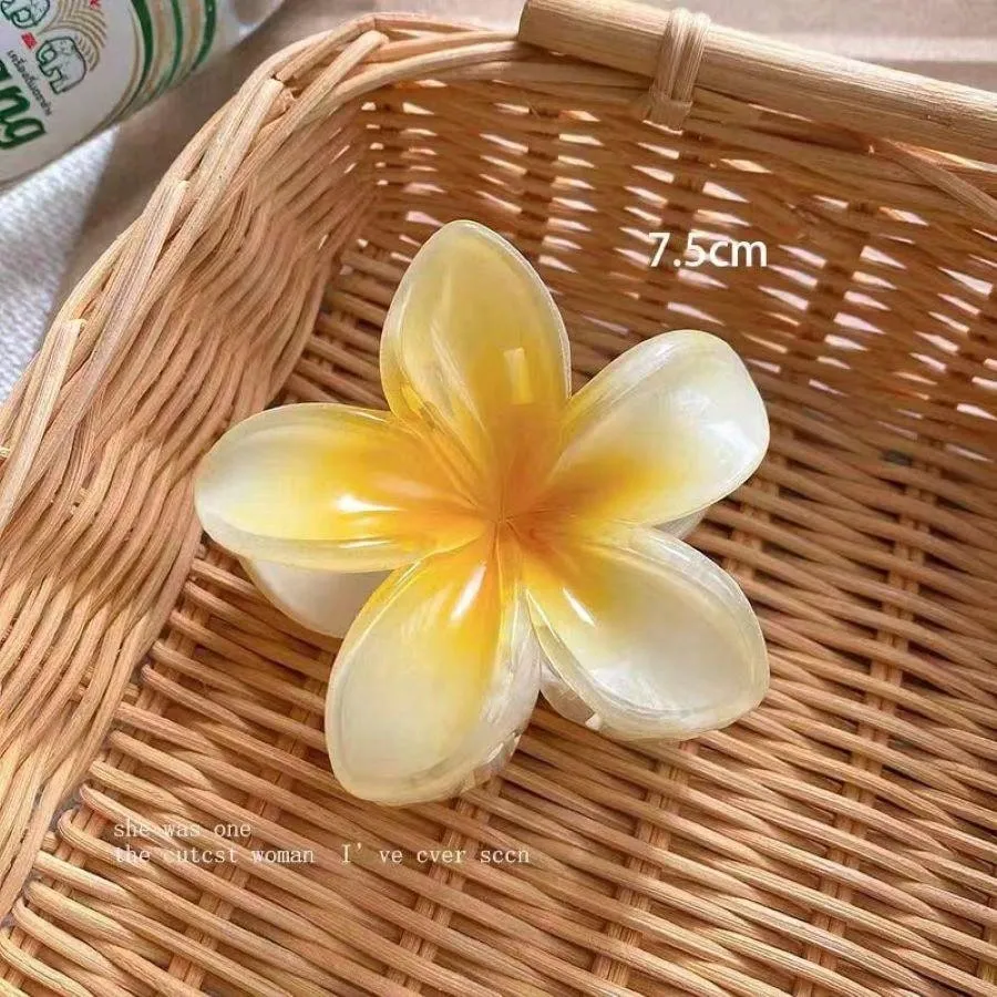4pcs Gradient Color Flower Hair Accessories Set, Sea Beach Style, Including Flower Claw Clips, Shrimp Hairpins, And Hair Claw, European And American Style