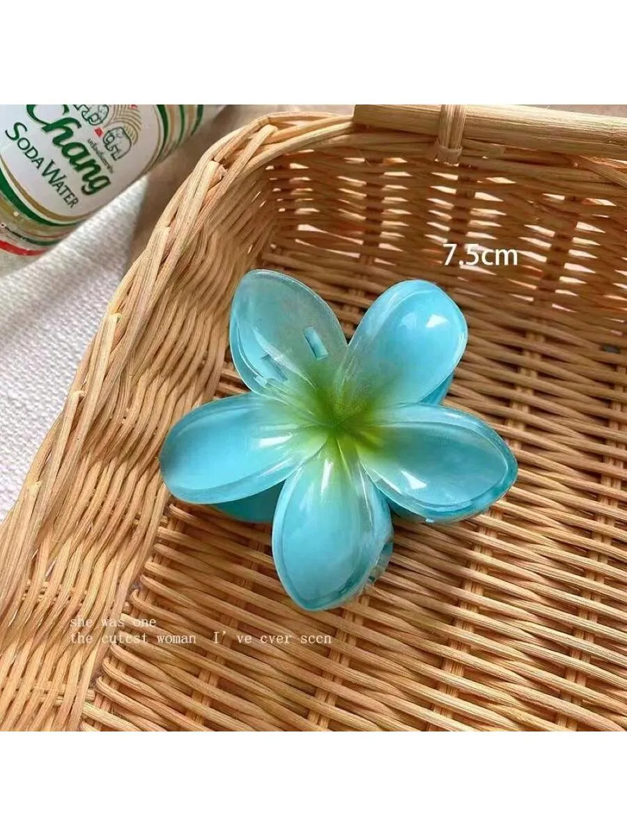 4pcs Gradient Color Flower Hair Accessories Set, Sea Beach Style, Including Flower Claw Clips, Shrimp Hairpins, And Hair Claw, European And American Style