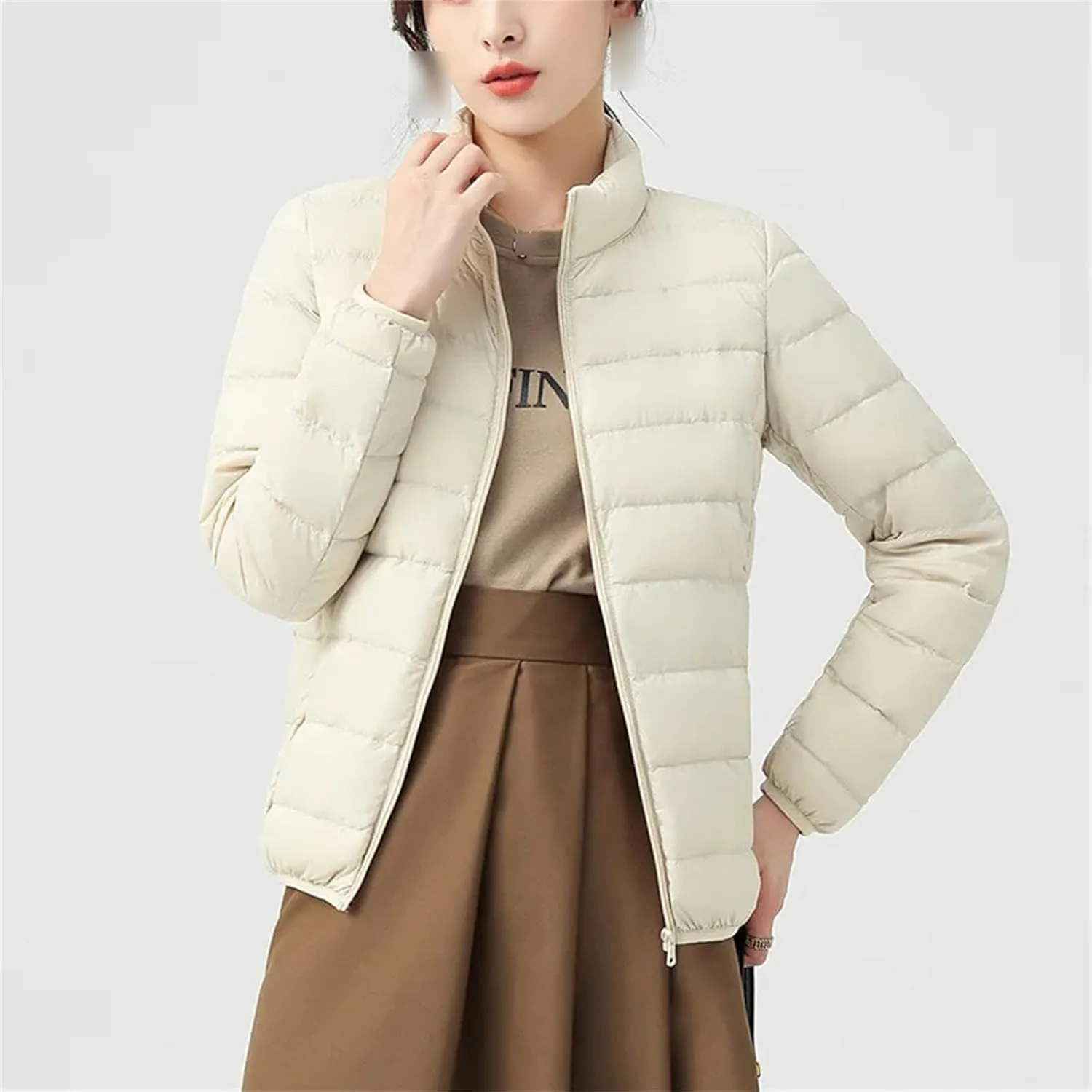 Autumn Winter Women Lightweight White Duck Down Jacket Parka Female Light Down Coat Warm Puffer Outwears Short Tops