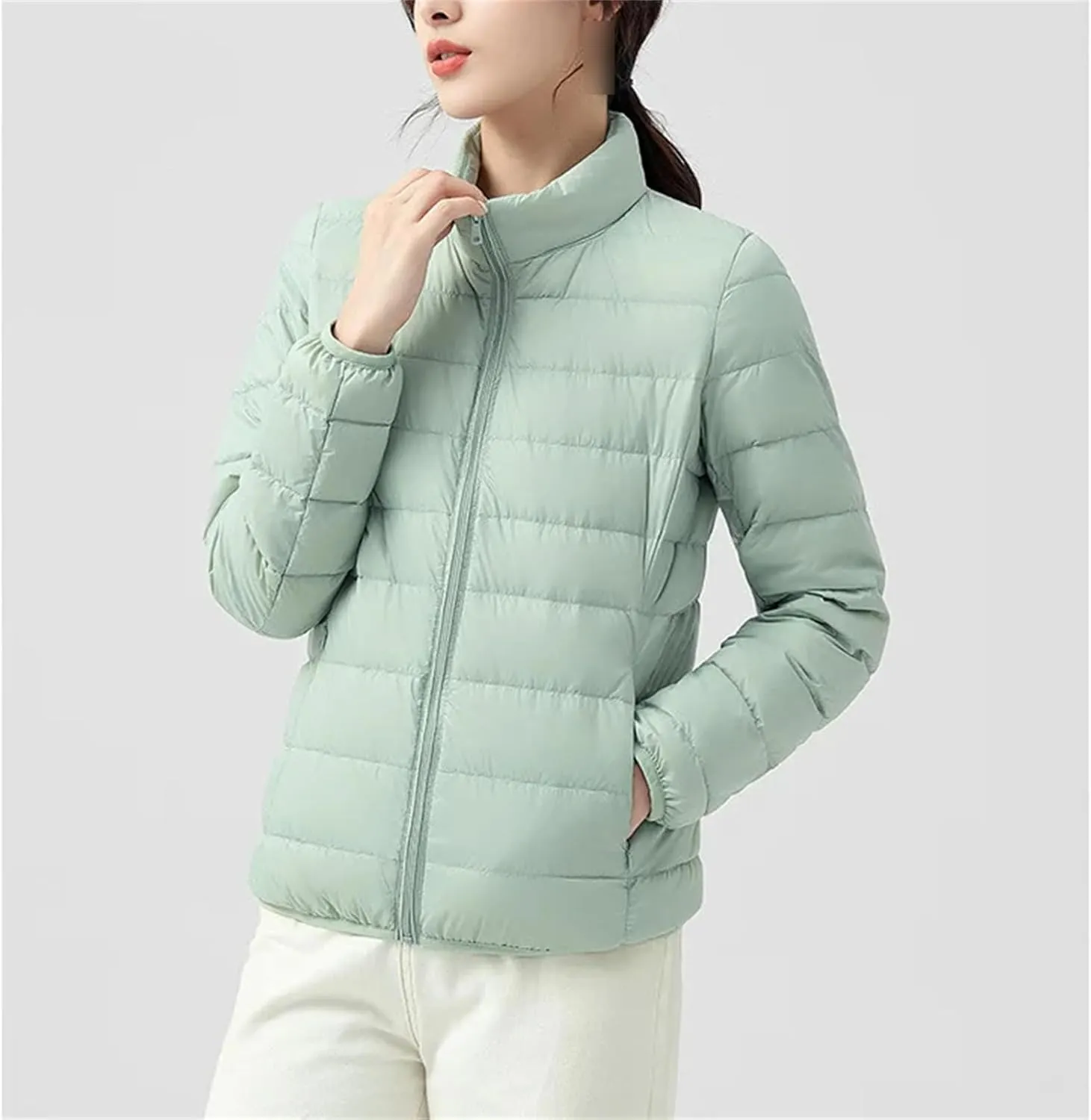 Autumn Winter Women Lightweight White Duck Down Jacket Parka Female Light Down Coat Warm Puffer Outwears Short Tops