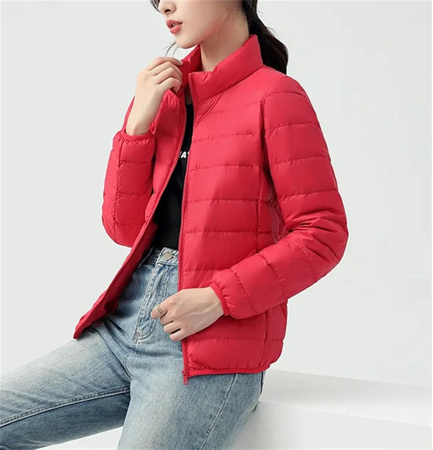 Autumn Winter Women Lightweight White Duck Down Jacket Parka Female Light Down Coat Warm Puffer Outwears Short Tops