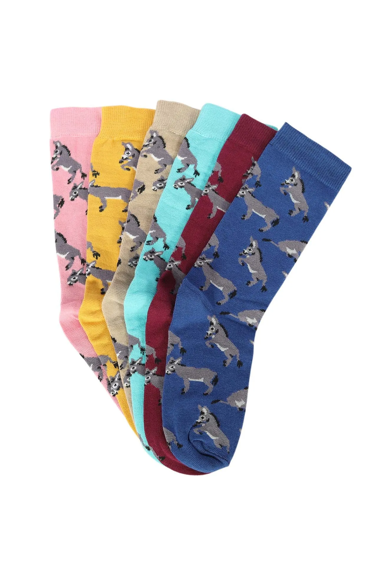 AWST Int'l Playful Donkeys Socks 6 pack