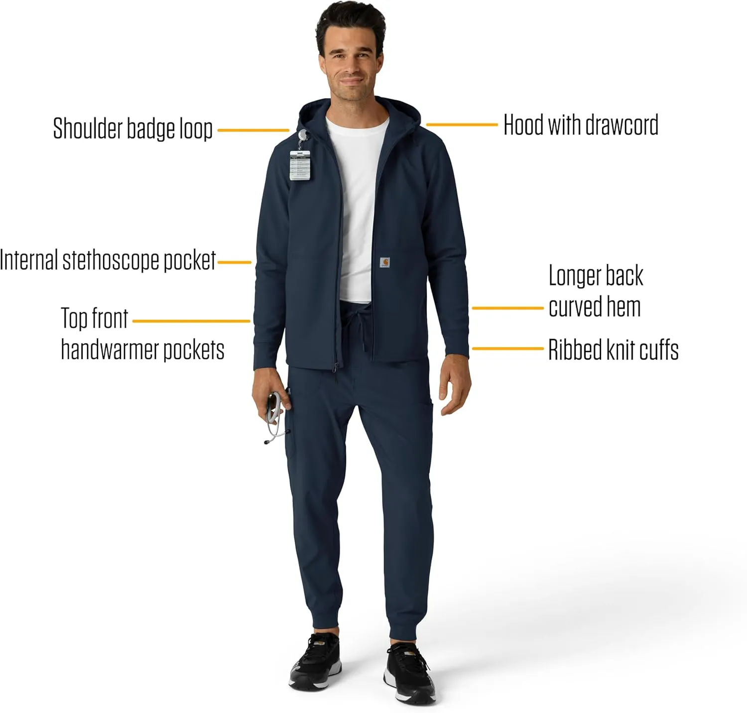 Carhartt Scrubs C84023 Rugged Flex Modern Fit Bonded Fleece Hoodie