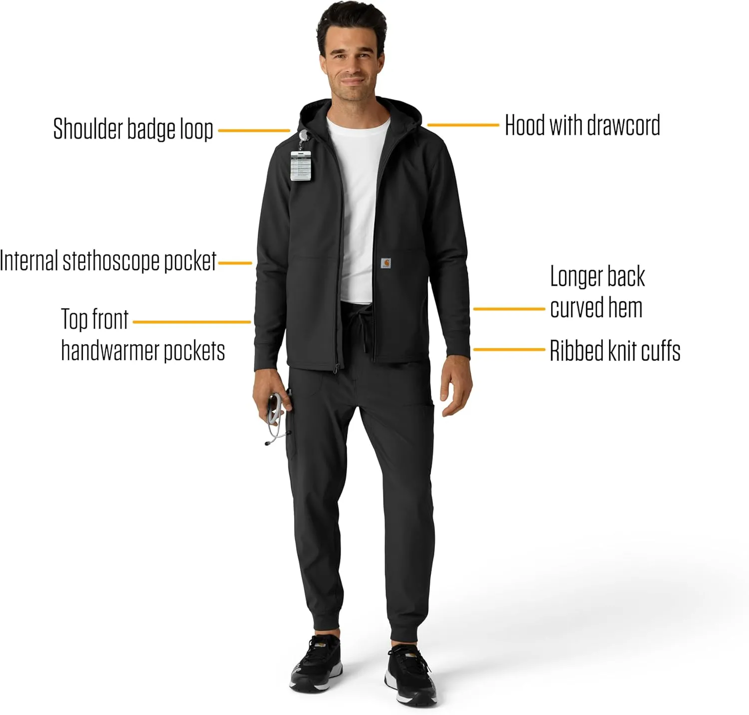 Carhartt Scrubs C84023 Rugged Flex Modern Fit Bonded Fleece Hoodie