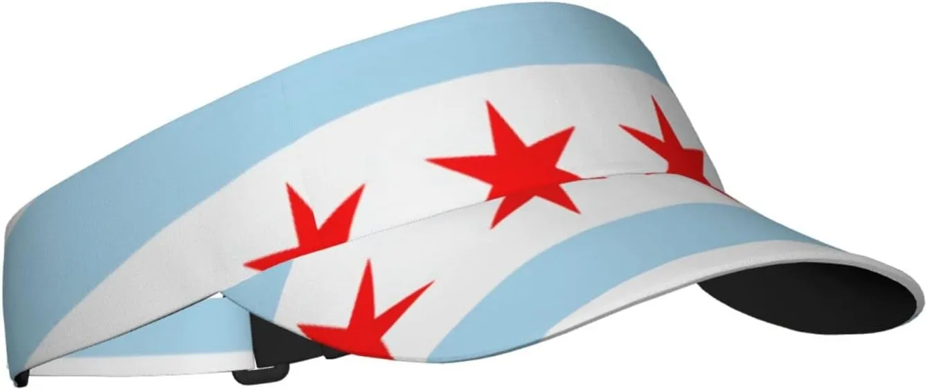 Chicago Flag Hat Summer Sun Visor Hats for Women Chicago Brim Adjustable Sun Protection Baseball Golf Tennis Cap