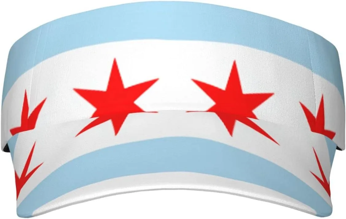 Chicago Flag Hat Summer Sun Visor Hats for Women Chicago Brim Adjustable Sun Protection Baseball Golf Tennis Cap