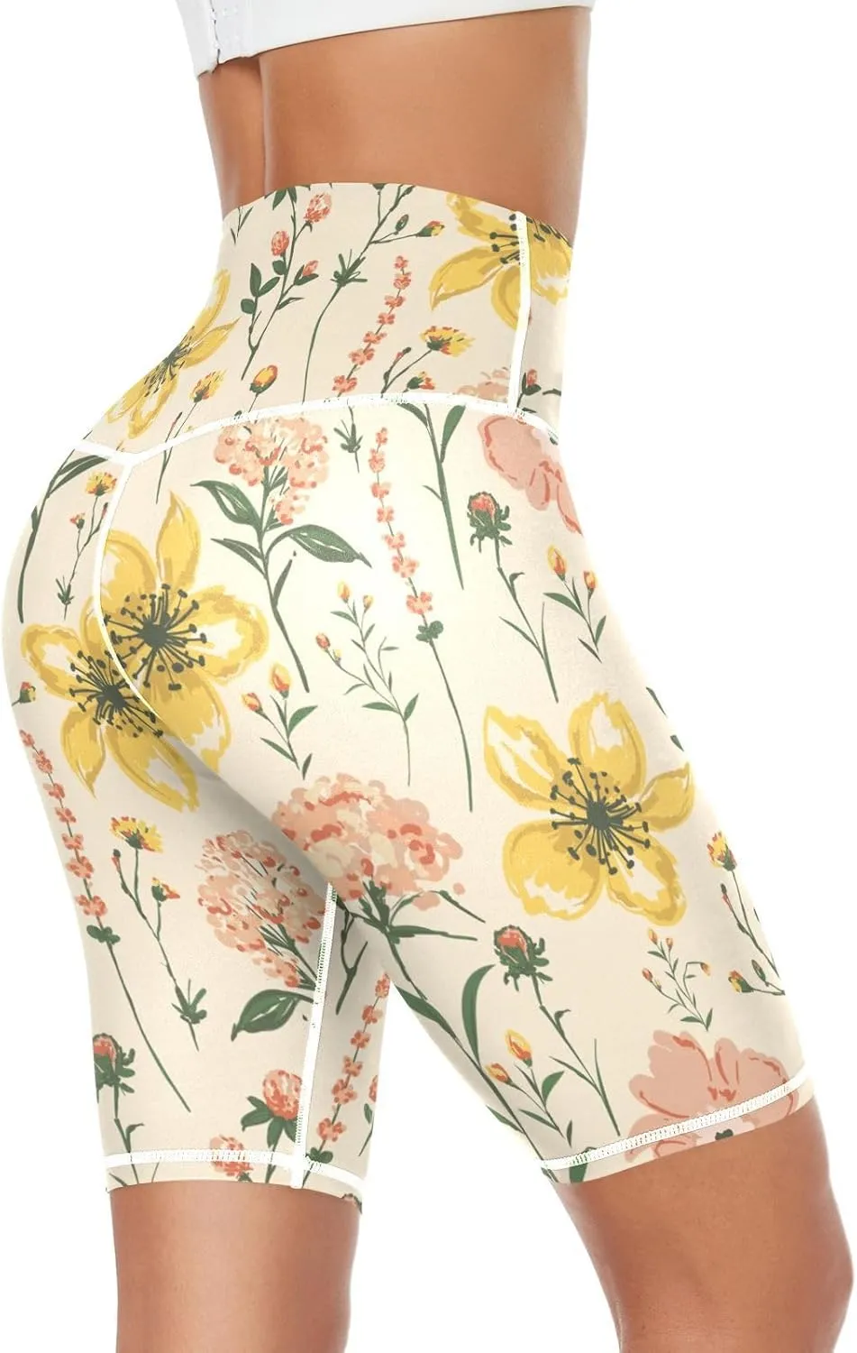 Delicate Blooming Spring Legging Yoga Pants for Women Soft Compression Leggings X-Small