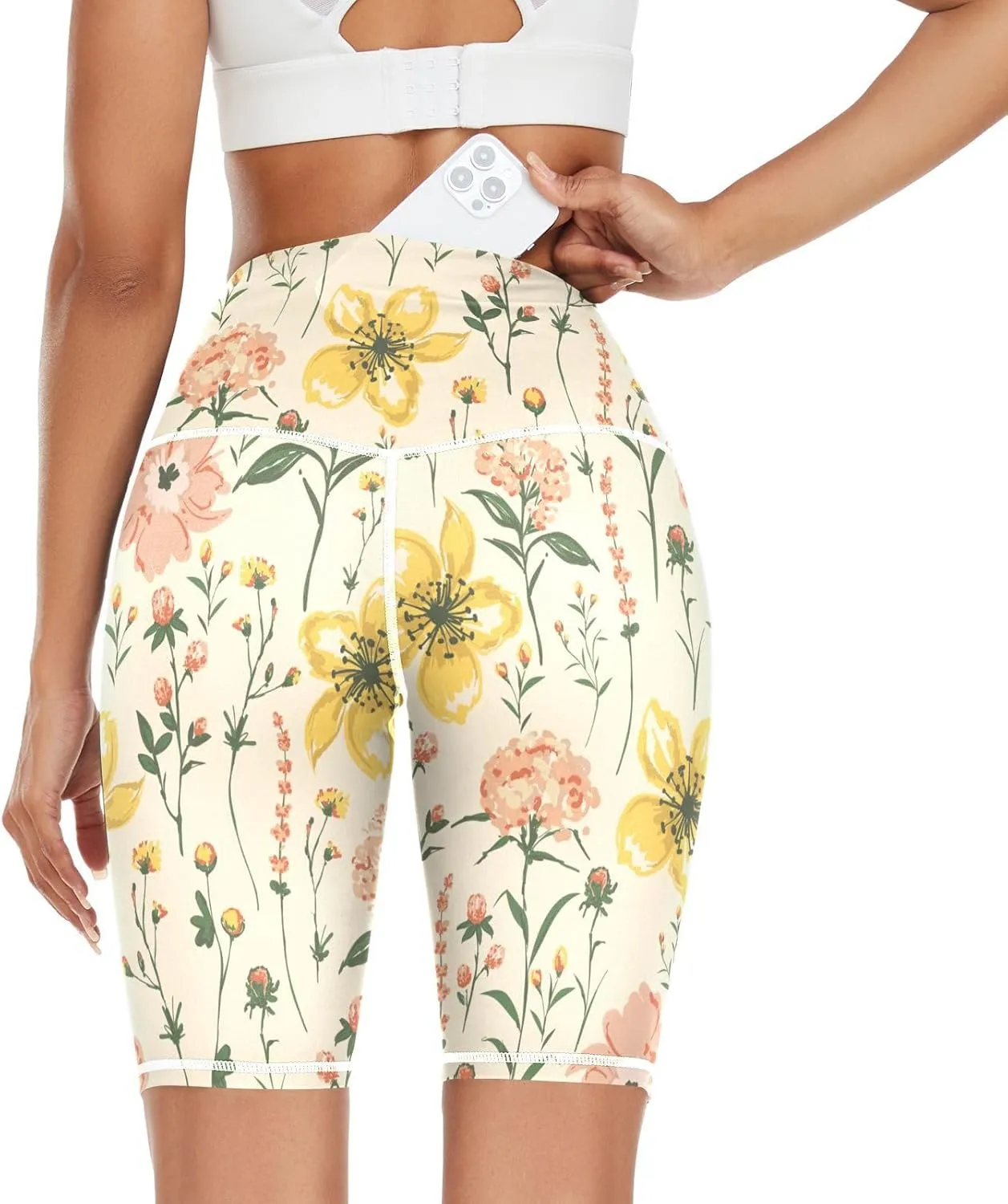 Delicate Blooming Spring Legging Yoga Pants for Women Soft Compression Leggings X-Small