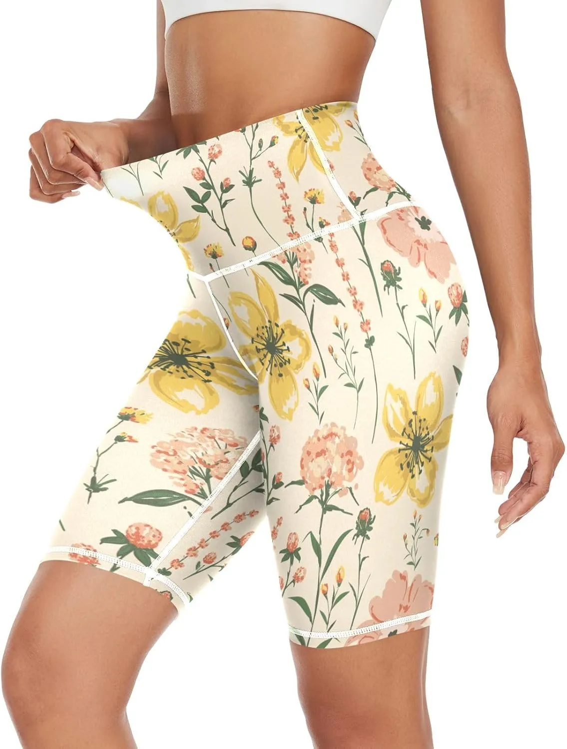 Delicate Blooming Spring Legging Yoga Pants for Women Soft Compression Leggings X-Small