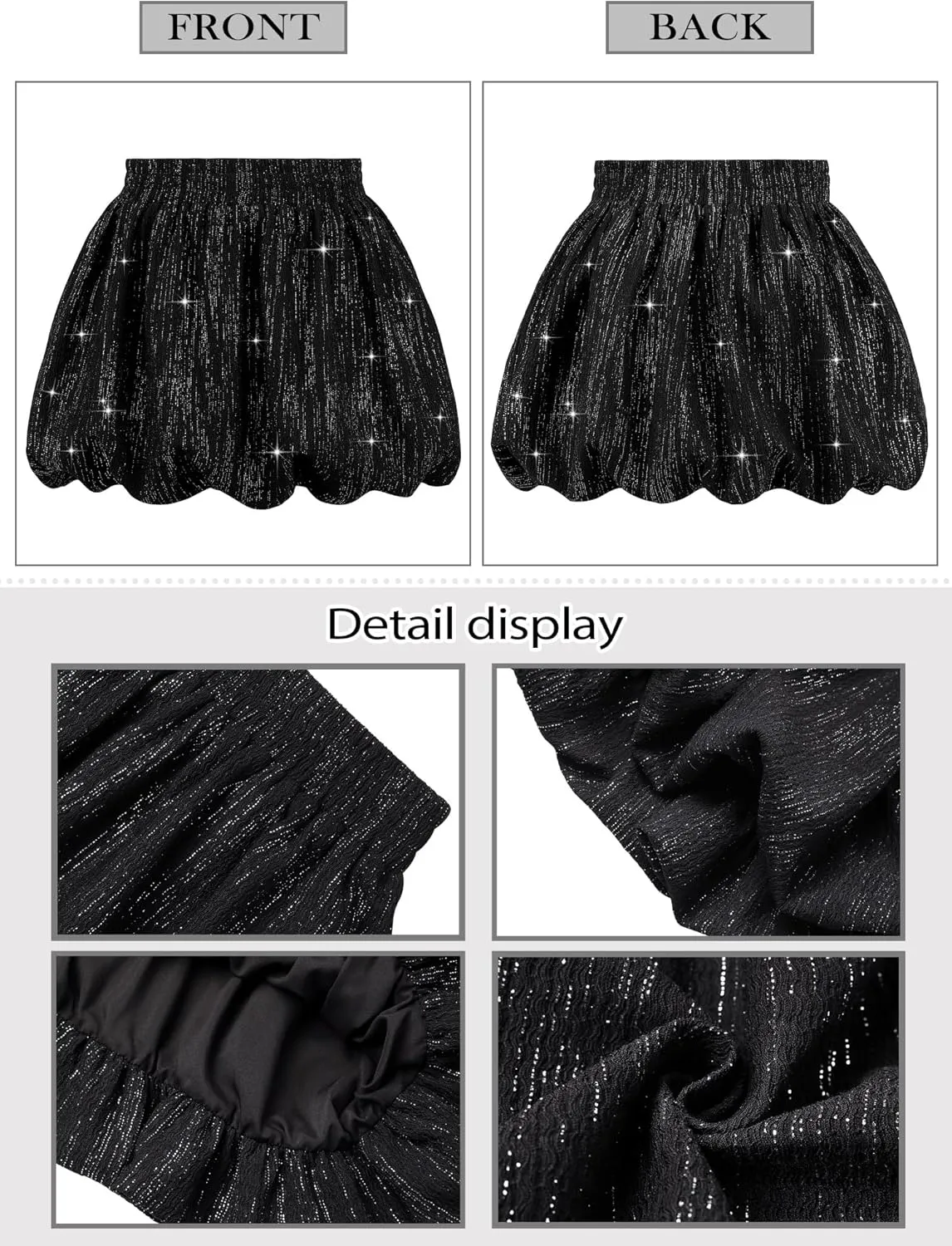 Ezcosplay Women Bubble Mini Skirt High Waisted Puffy Balloon Short Skirts Sparkly Glitter Y2K Going Out Club Skirt