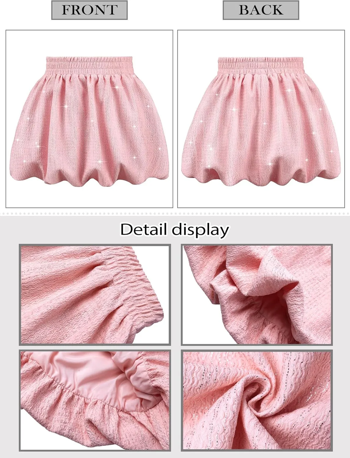 Ezcosplay Women Bubble Mini Skirt High Waisted Puffy Balloon Short Skirts Sparkly Glitter Y2K Going Out Club Skirt
