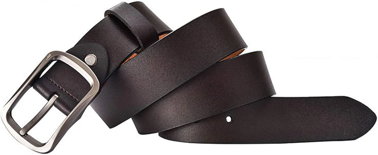 Flygo Men's Classic Genuine Leather Jean Belts for Men