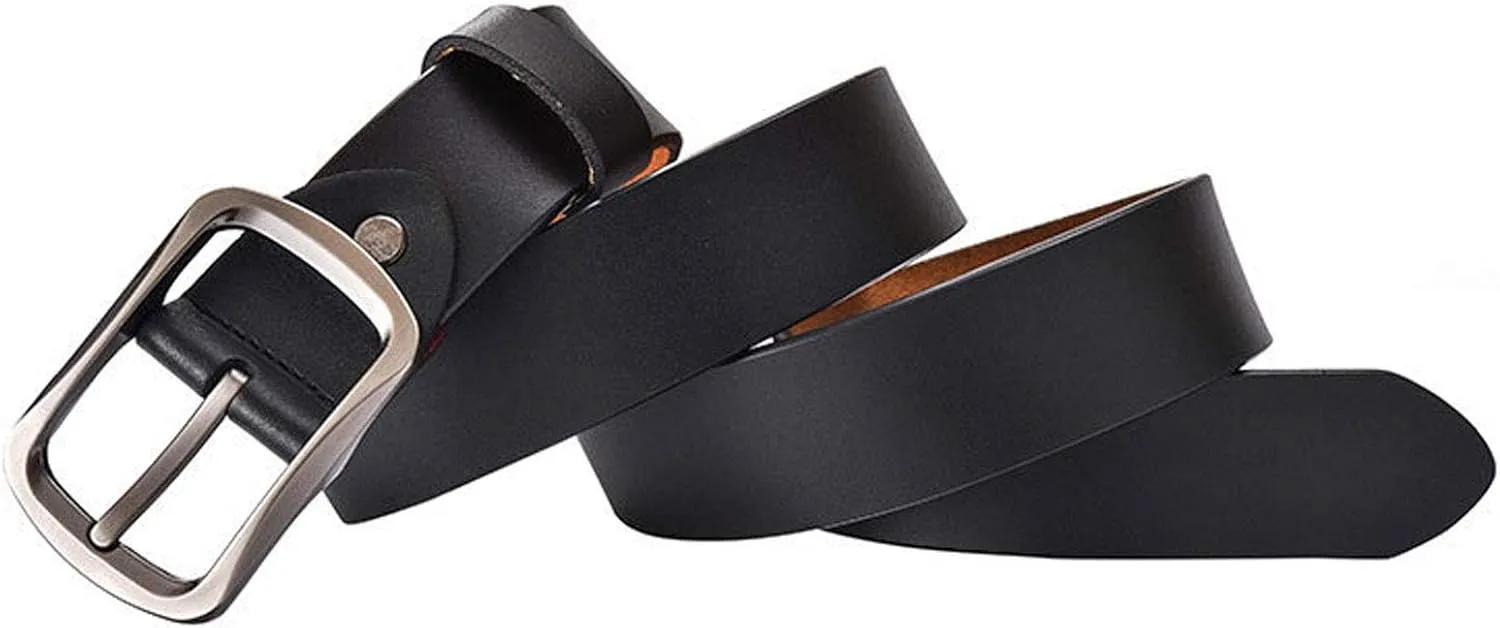 Flygo Men's Classic Genuine Leather Jean Belts for Men