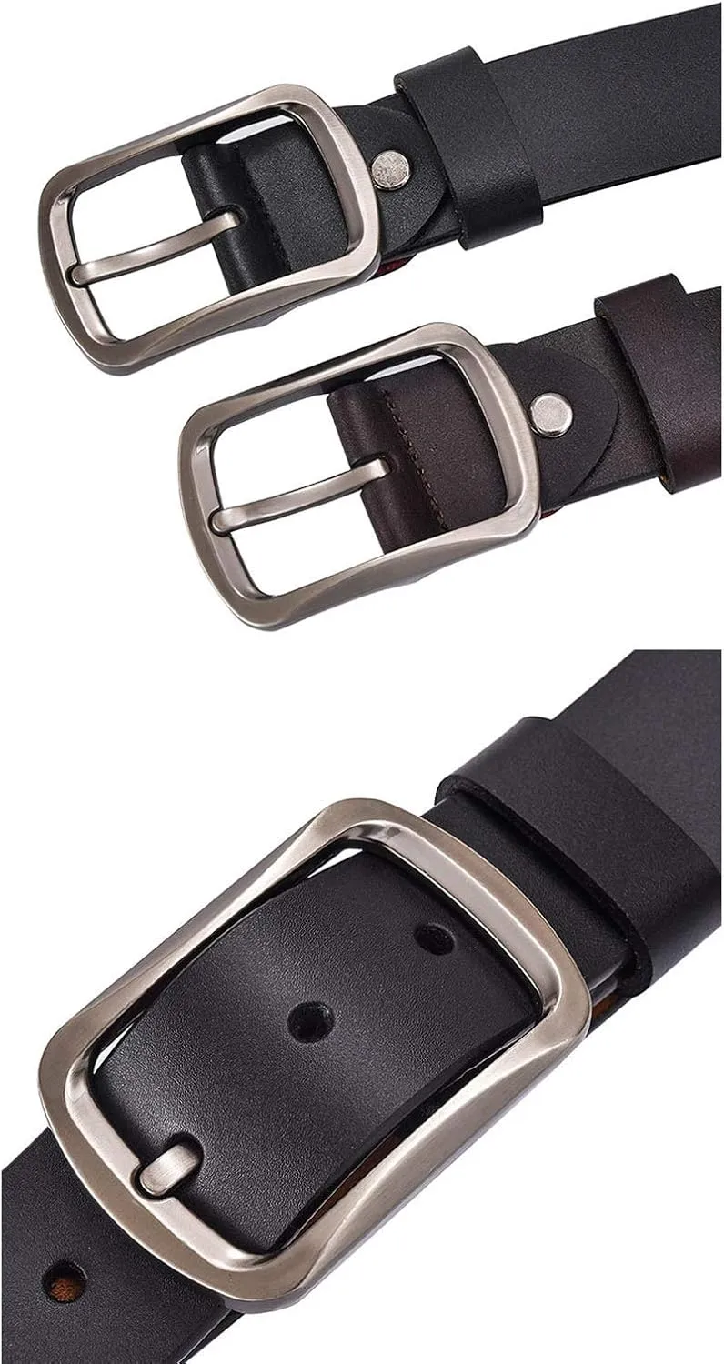 Flygo Men's Classic Genuine Leather Jean Belts for Men