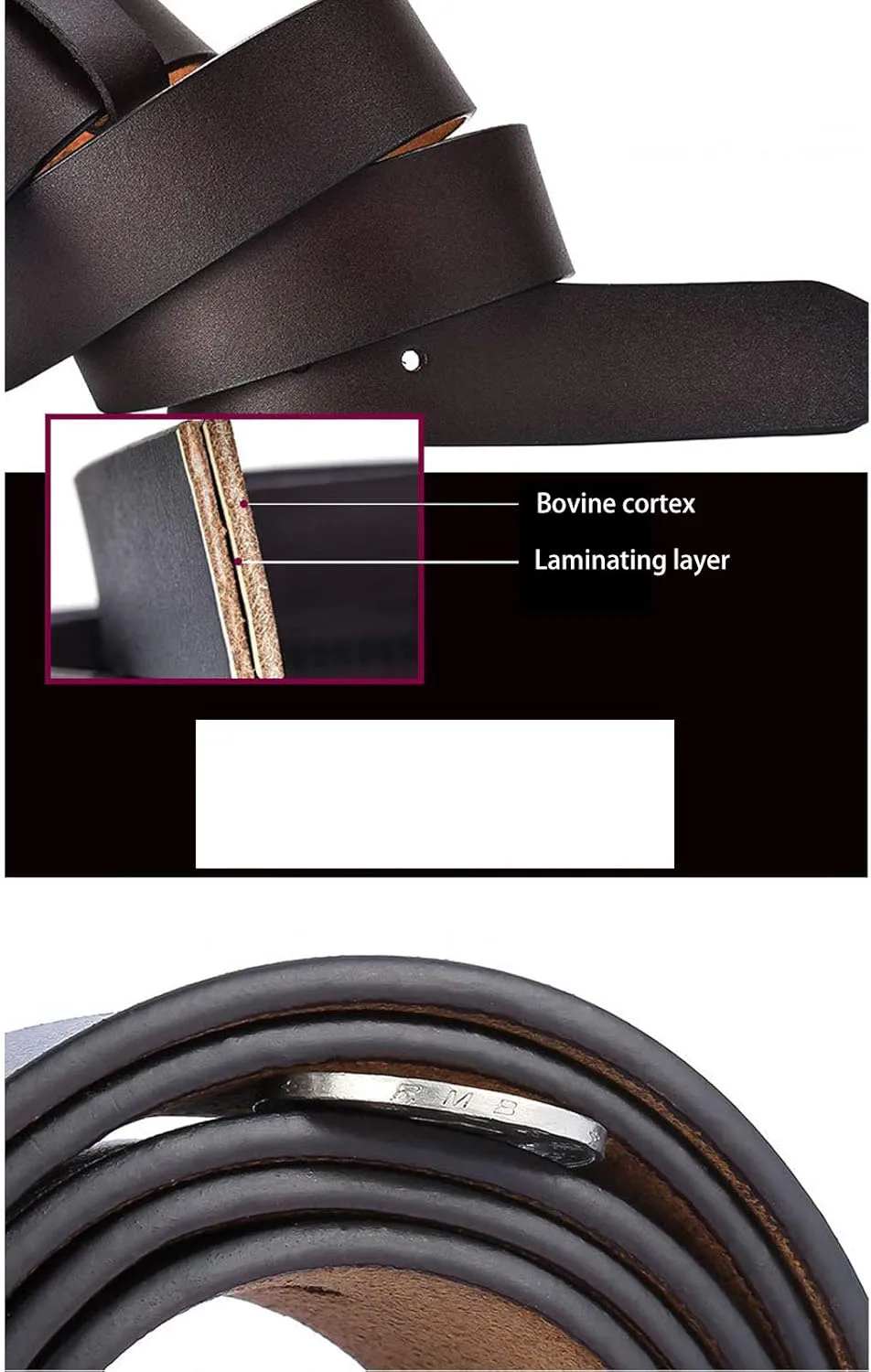 Flygo Men's Classic Genuine Leather Jean Belts for Men