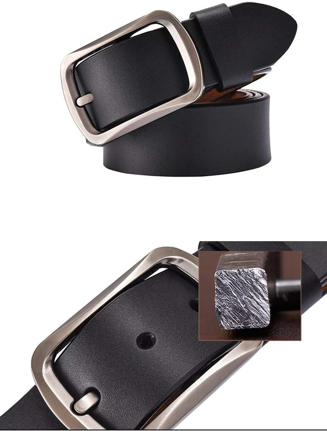 Flygo Men's Classic Genuine Leather Jean Belts for Men