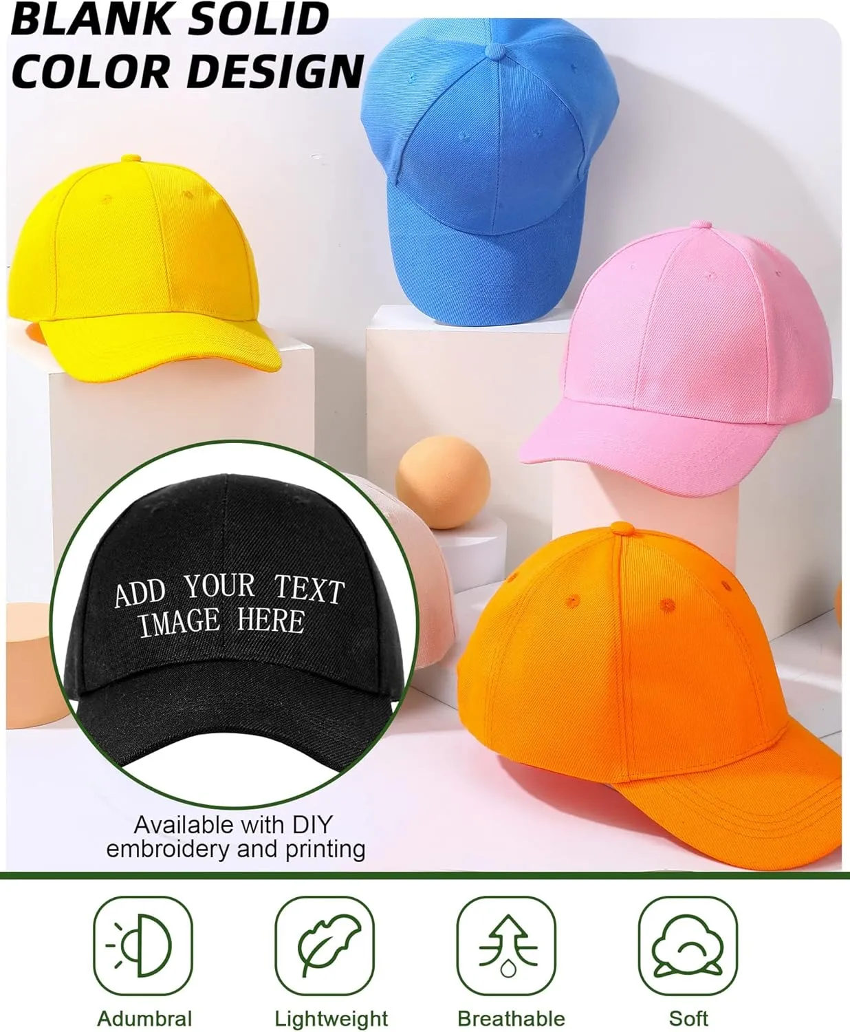 Handepo 24 Pcs Blank Baseball Cap Adjustable Back Strap Plain Blank Camouflage Hat Unisex Baseball Cap for Trucker Men Women