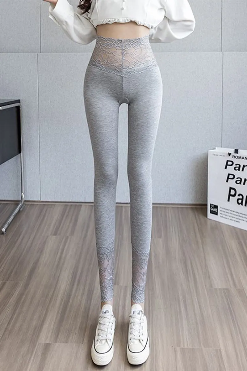 HKS1373 High-Waisted Lace Leggings
