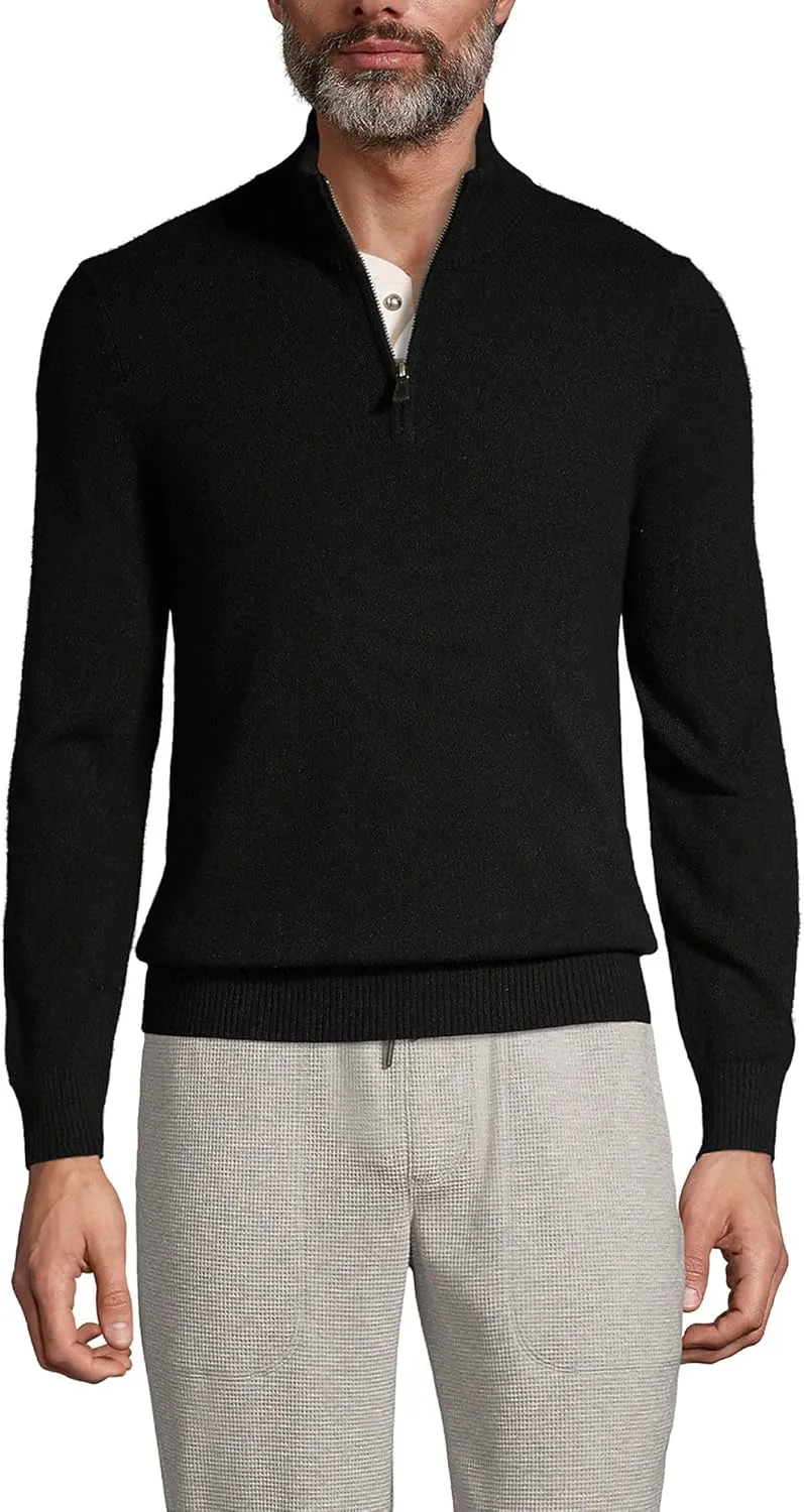 Lands' End Men's Fine Gauge Cashmere Quarter Zip