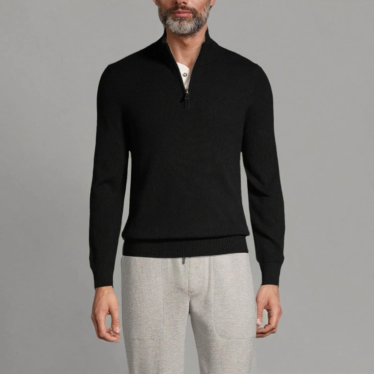 Lands' End Men's Fine Gauge Cashmere Quarter Zip