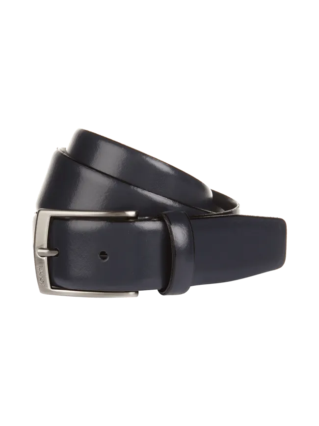 Leather belt with JOOP! buckle, dark blue