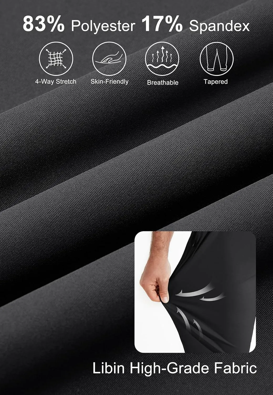 Libin Men's 4-Way Stretch Golf Joggers with Pockets, Slim Fit Sweatpants for Work Dress Pants Athletic Casual Yoga Pants