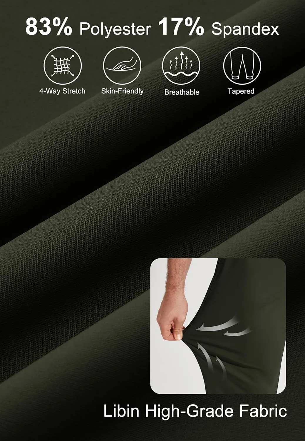 Libin Men's 4-Way Stretch Golf Joggers with Pockets, Slim Fit Sweatpants for Work Dress Pants Athletic Casual Yoga Pants