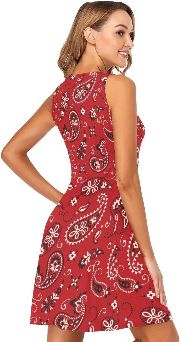 linqin Women's Casual Sleeveless Summer Dress with Pockets Watercolor Floral Pattern Delicate Flower Beach Shift Dress