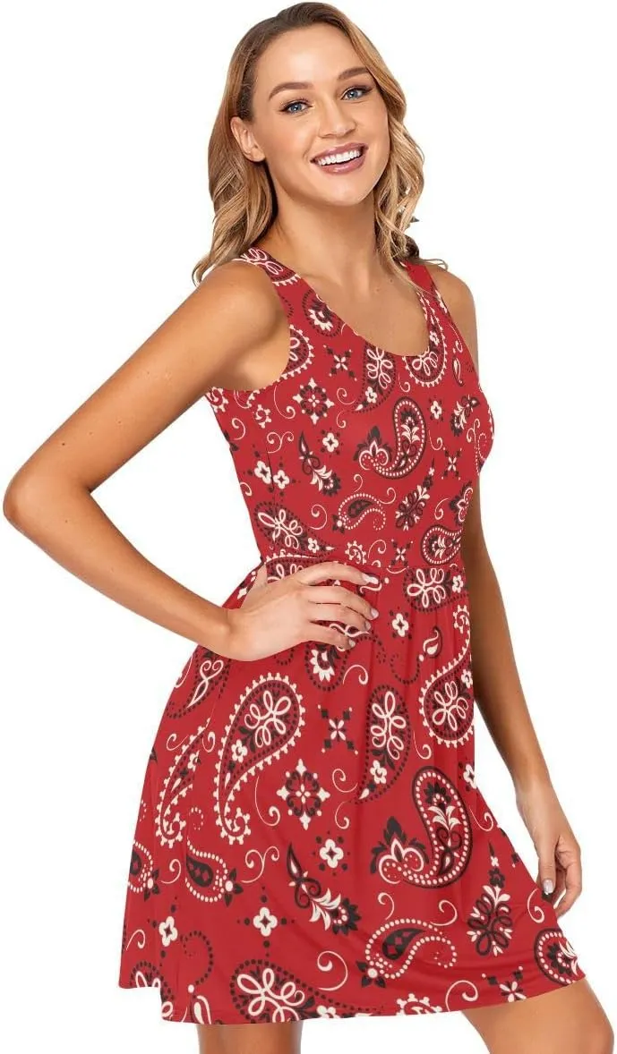 linqin Women's Casual Sleeveless Summer Dress with Pockets Watercolor Floral Pattern Delicate Flower Beach Shift Dress