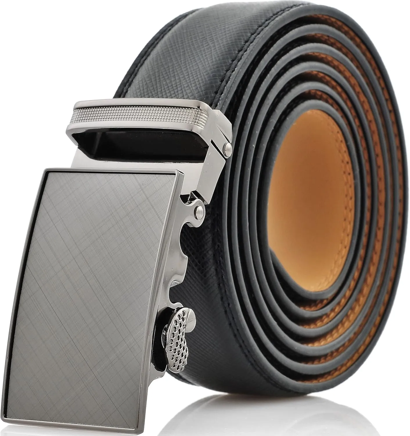 Marino Mens Genuine Leather Ratchet Dress Belt With Automatic Buckle, Enclosed in an Elegant Gift Box
