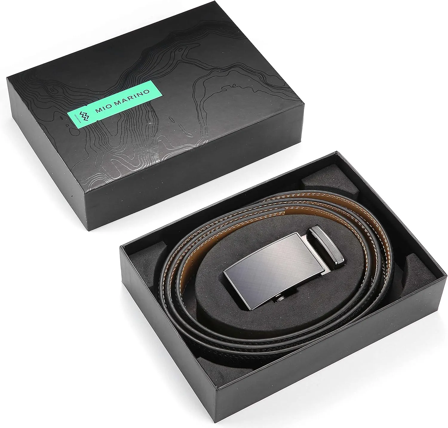 Marino Mens Genuine Leather Ratchet Dress Belt With Automatic Buckle, Enclosed in an Elegant Gift Box