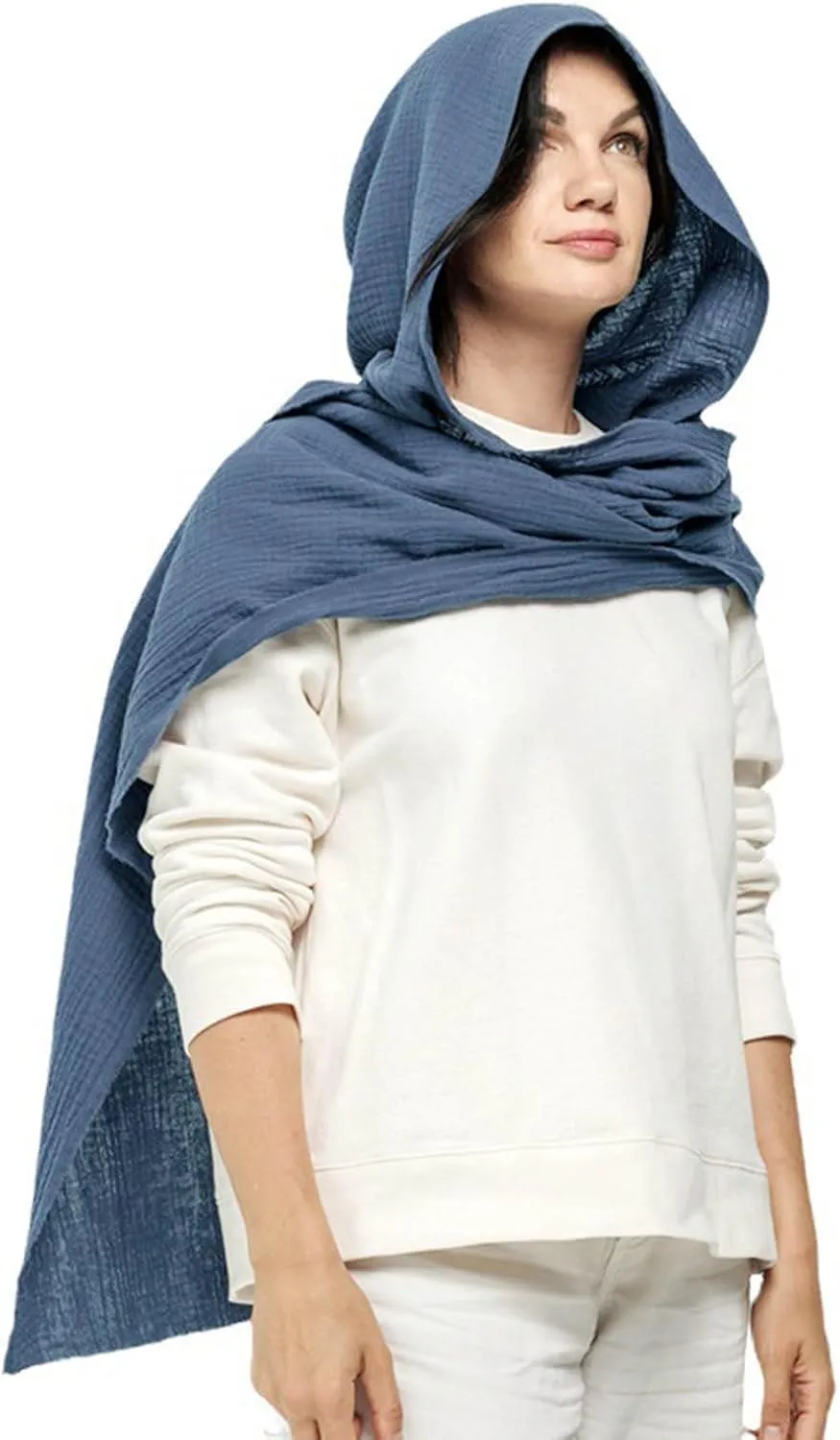 Men Women Hooded Scarf Winter Scarf Crinkle Vintage Soft Scarf Ski Neck Face Warmer