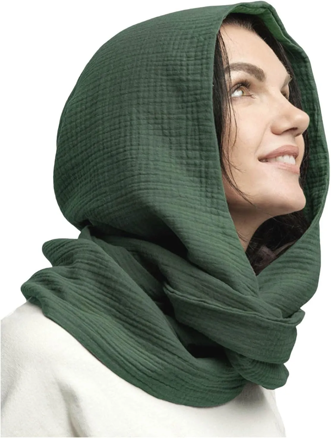 Men Women Hooded Scarf Winter Scarf Crinkle Vintage Soft Scarf Ski Neck Gaiters for Men Wool