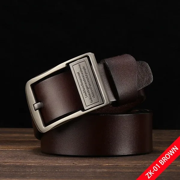Men's genuine leather strap luxury pin buckle belts