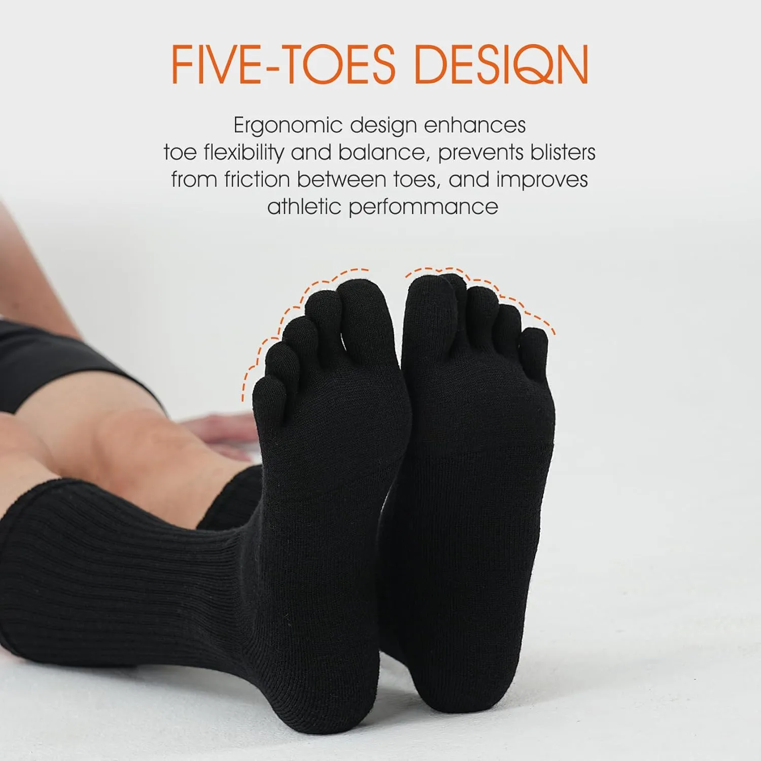 Merino Wool Toe Socks for Men and Women Hiking Cushion Boot Socks with Toes (1-2 Pairs)