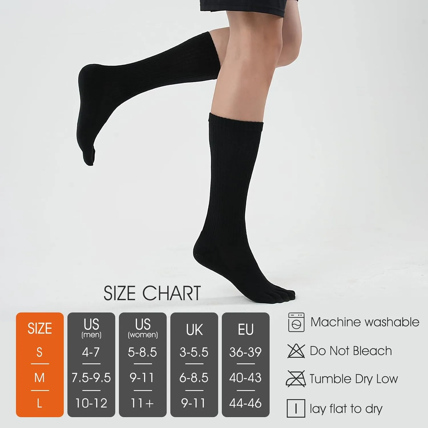 Merino Wool Toe Socks for Men and Women Hiking Cushion Boot Socks with Toes (1-2 Pairs)