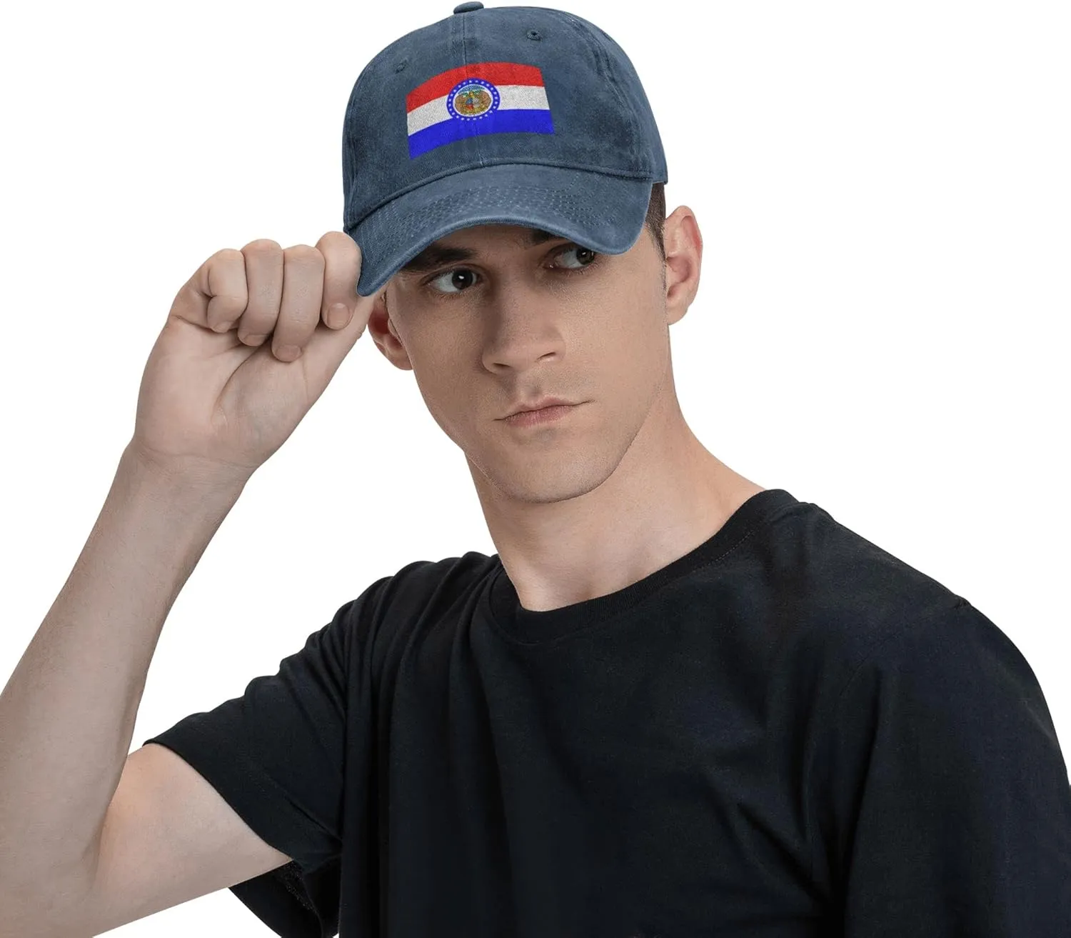 Missouri State Seal Flag Pattern Baseball Cap - Adjustable Washed Cotton Vintage Dad Hat Unisex Sports Fans Black Caps