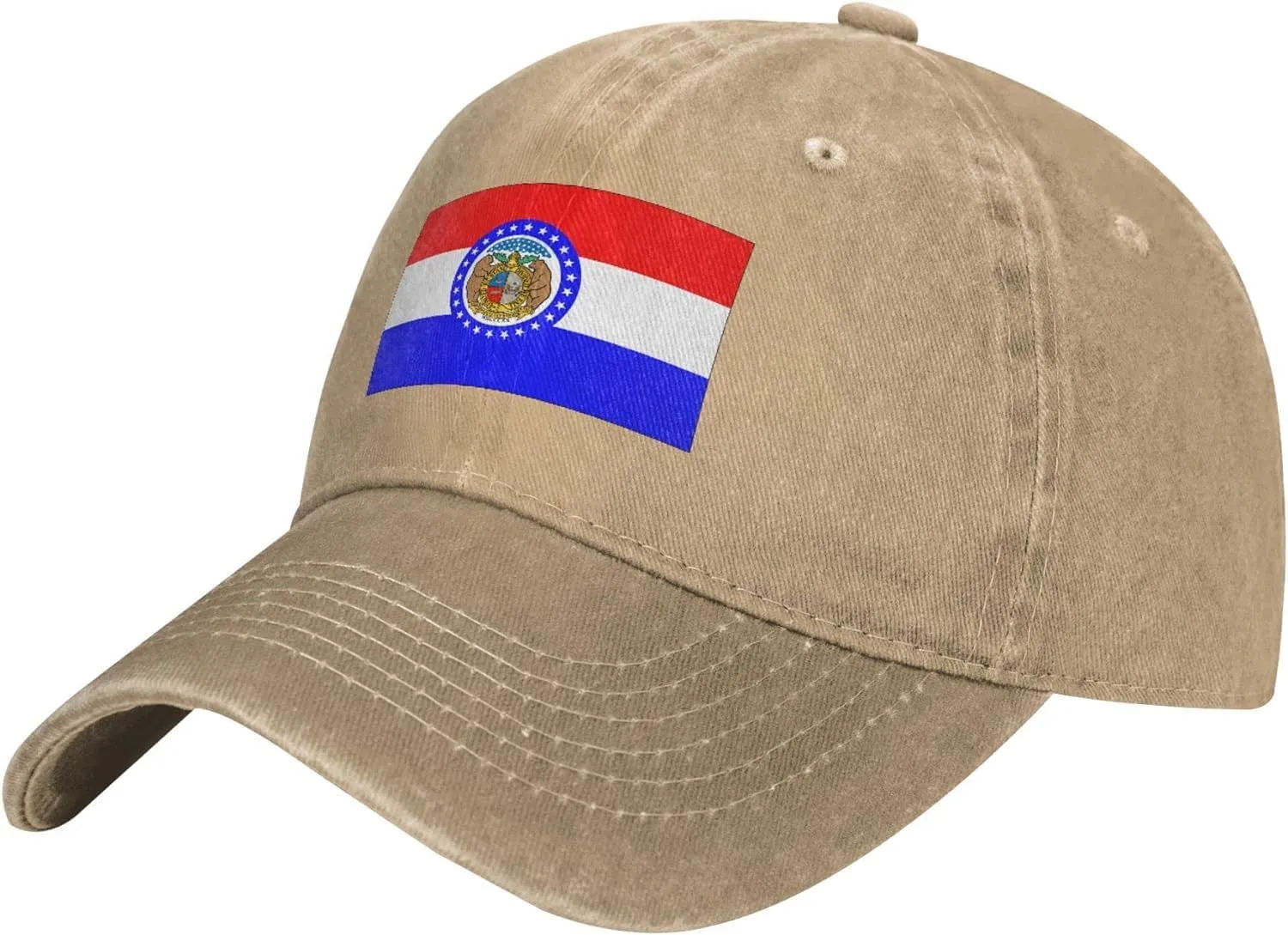 Missouri State Seal Flag Pattern Baseball Cap - Adjustable Washed Cotton Vintage Dad Hat Unisex Sports Fans Black Caps