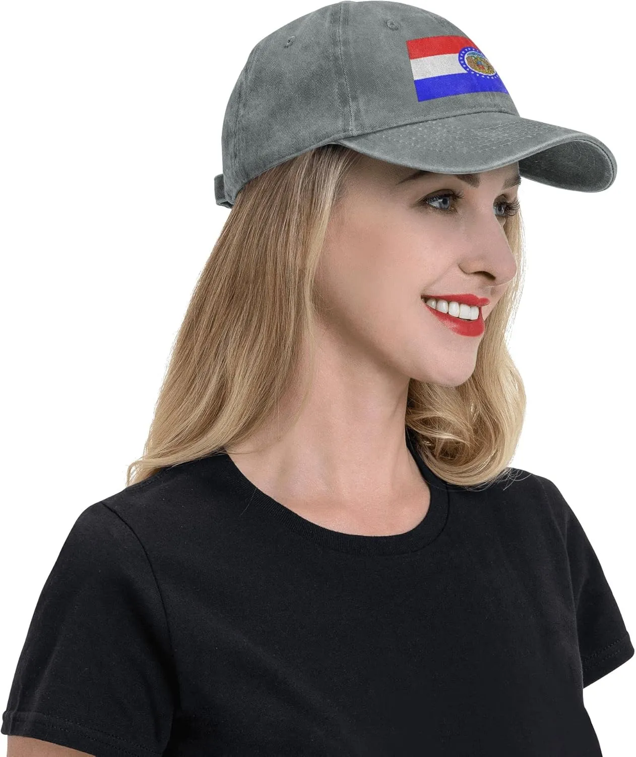 Missouri State Seal Flag Pattern Baseball Cap - Adjustable Washed Cotton Vintage Dad Hat Unisex Sports Fans Black Caps