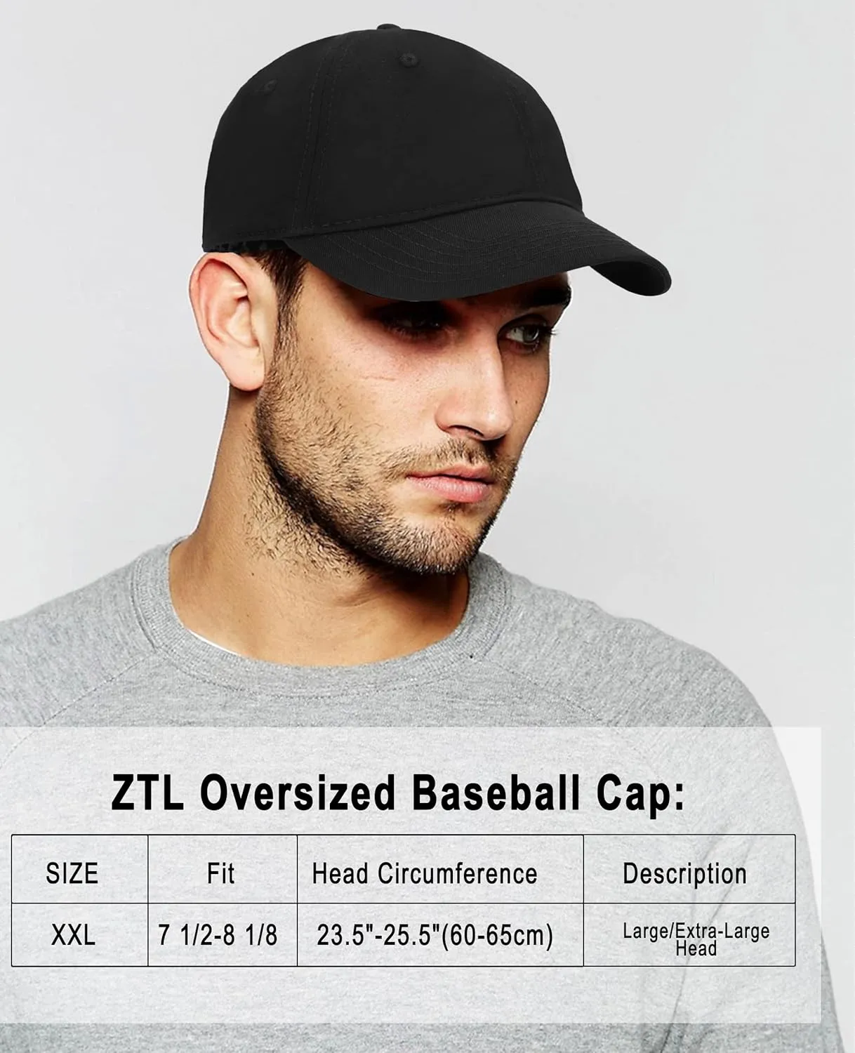 Oversize XXL Baseball Cap for Big Heads 23.6"-25.6", Extra Large Cotton Baseball Hat, Plus Size Unstructured Dad Hats