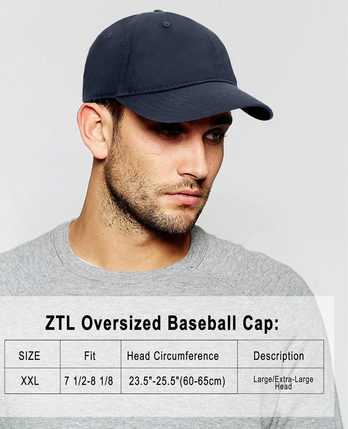 Oversize XXL Baseball Cap for Big Heads 23.6"-25.6", Extra Large Cotton Baseball Hat, Plus Size Unstructured Dad Hats