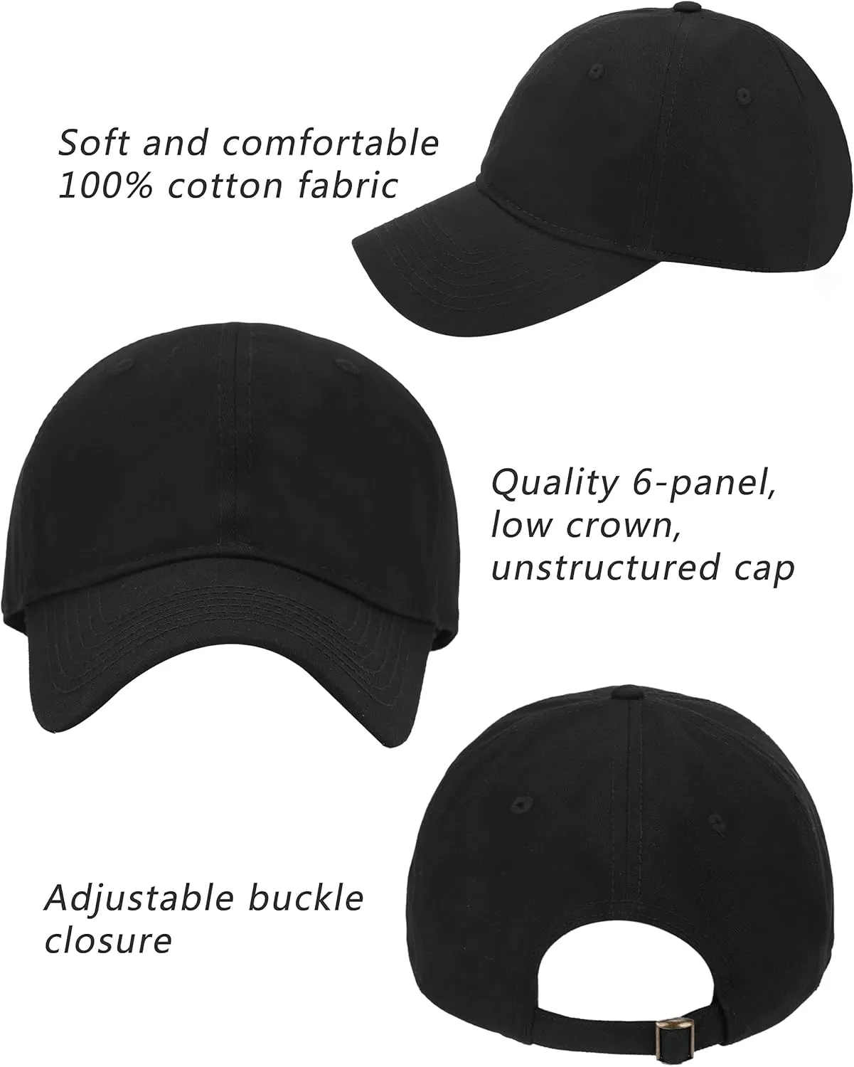 Oversize XXL Baseball Cap for Big Heads 23.6"-25.6", Extra Large Cotton Baseball Hat, Plus Size Unstructured Dad Hats