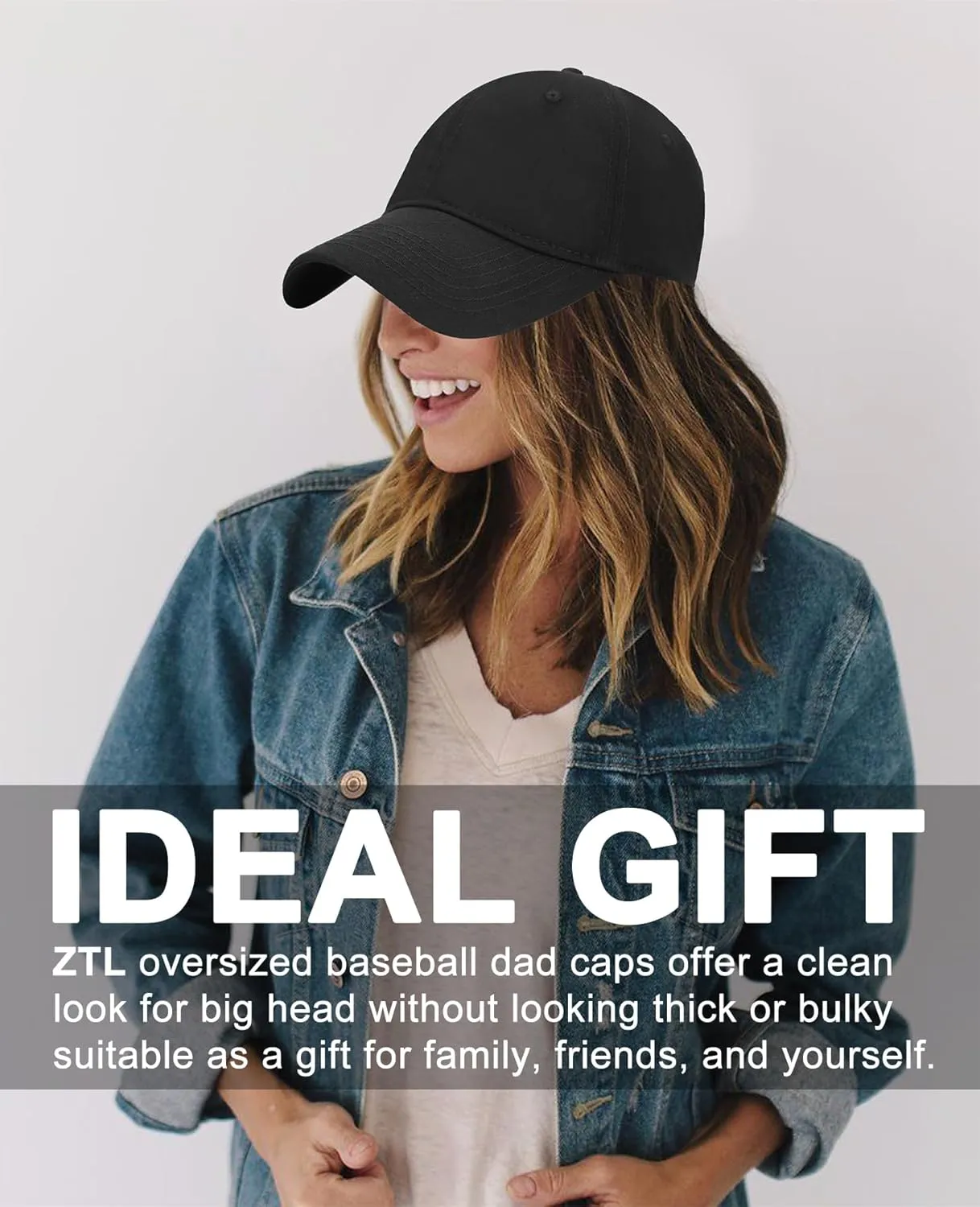Oversize XXL Baseball Cap for Big Heads 23.6"-25.6", Extra Large Cotton Baseball Hat, Plus Size Unstructured Dad Hats