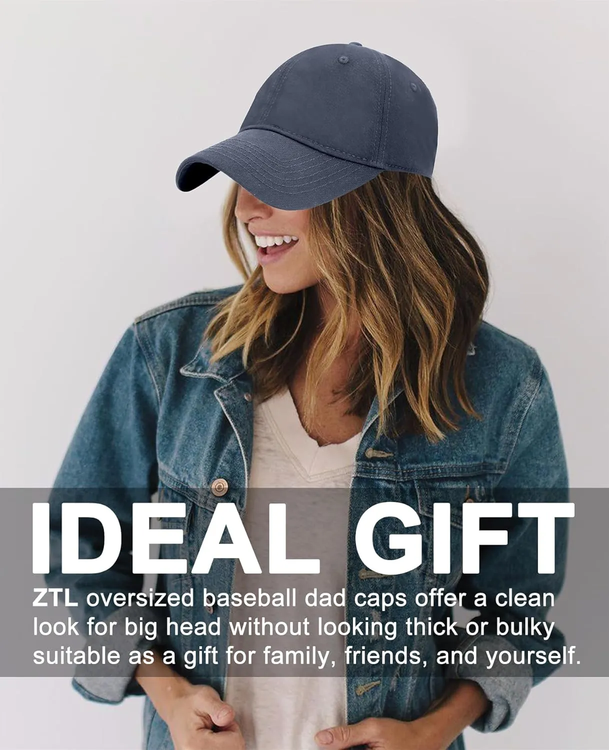 Oversize XXL Baseball Cap for Big Heads 23.6"-25.6", Extra Large Cotton Baseball Hat, Plus Size Unstructured Dad Hats